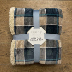 Deyongs Printed Check Sherpa Throw