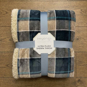 Deyongs Printed Check Sherpa Throw