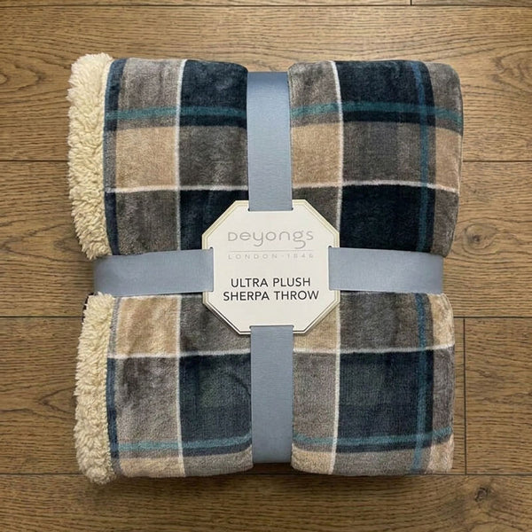 Deyongs Printed Check Sherpa Throw
