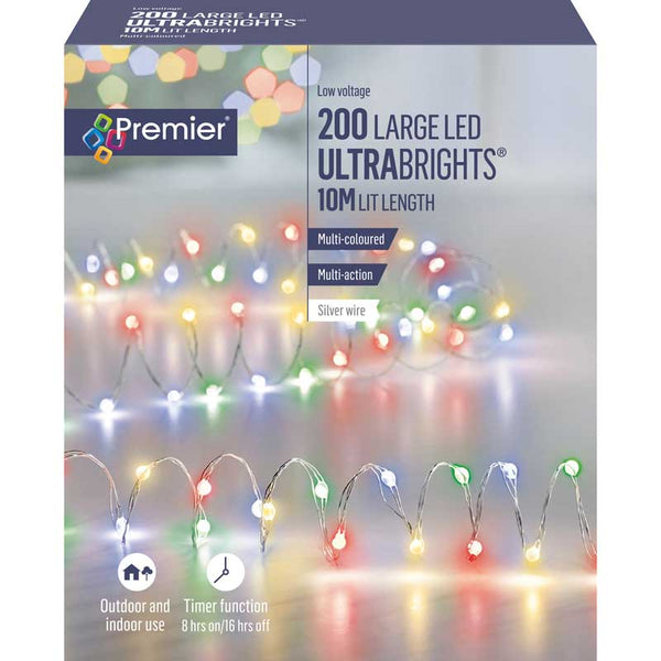 Premier 200 Multi-Action Large LED ULTRABRIGHTS with Timer - Multi-Coloured image 1