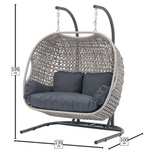 Bramblecrest Wentworth Double Hanging Cocoon in Pewter Rattan image 5