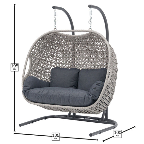 Bramblecrest Wentworth Double Hanging Cocoon in Pewter Rattan image 5