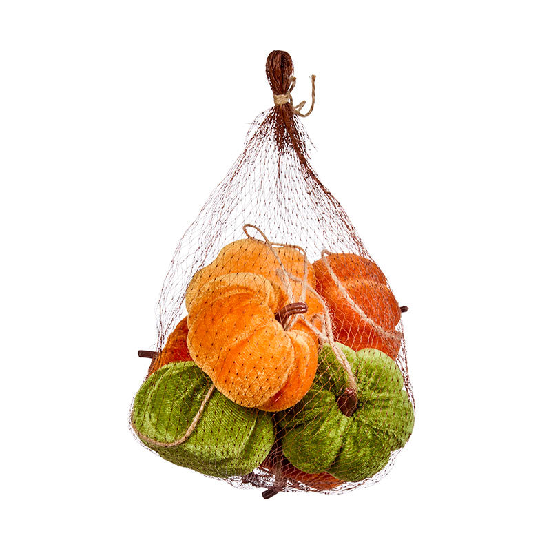 Velvet-Effect Pumpkin Hanging Decoration (Pack of 7) image 0