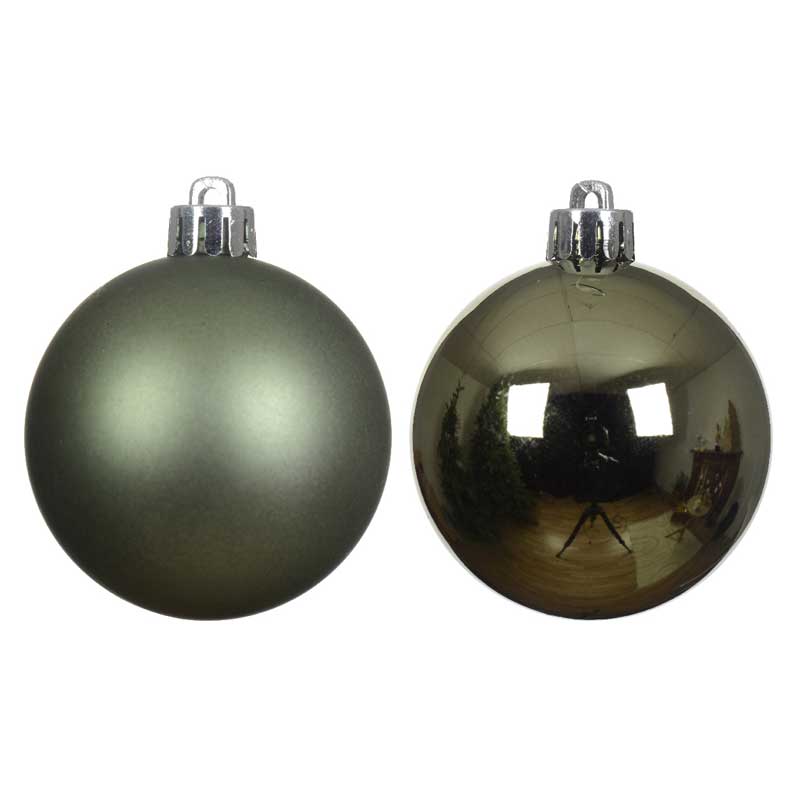 Decoris Shatterproof Baubles in Rosemary Green (Pack of 16) image 0