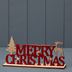 Satchville Red Wooden Merry Christmas Decoration image 0