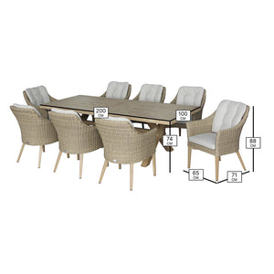 Bramblecrest Fairford Rectangular Dining Set with 8 Deluxe Vogue Armchairs