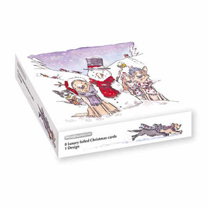 Woodmansterne Dogs & Snowman Luxury Foiled Christmas Cards (Pack of 8)