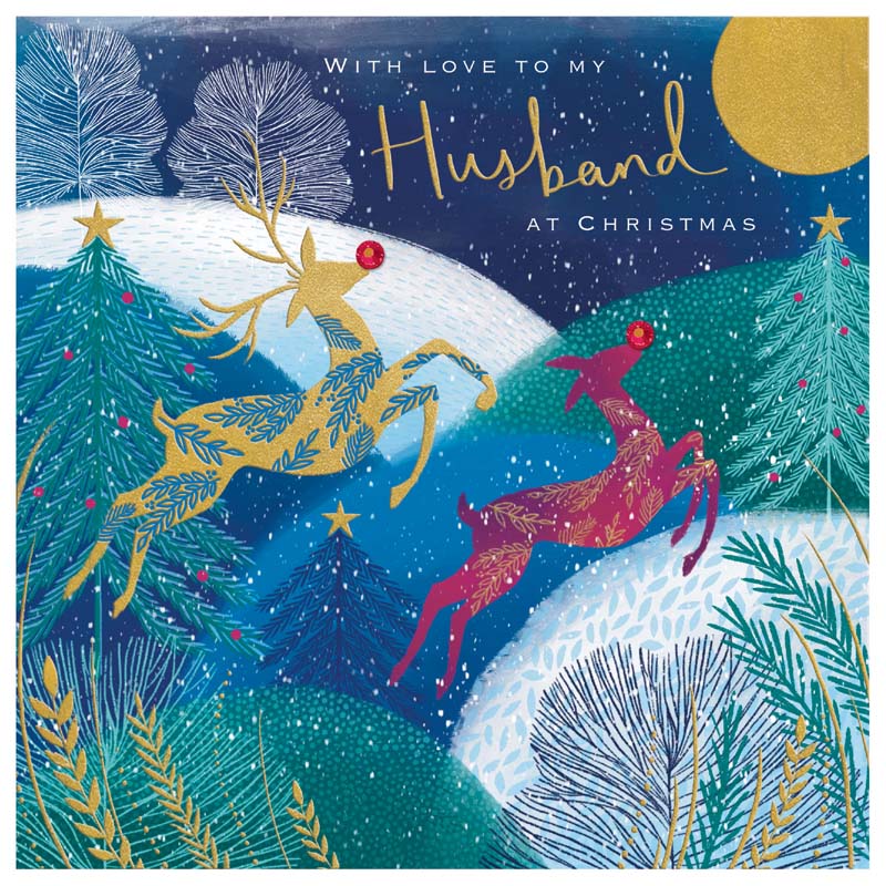 Rachel Ellen Christmas Husband with Leaping Deer Christmas Card image 0