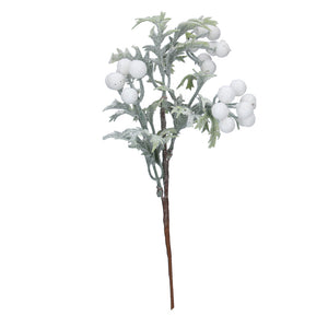 Gisela Graham Snowy Leaf Pick with White Berries image 0