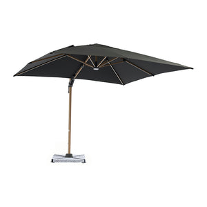Bramblecrest Truro 3 x 3 m Square Cantilever Wood Effect Parasol in Grey with LED, Granite Base &amp; Cover image 3