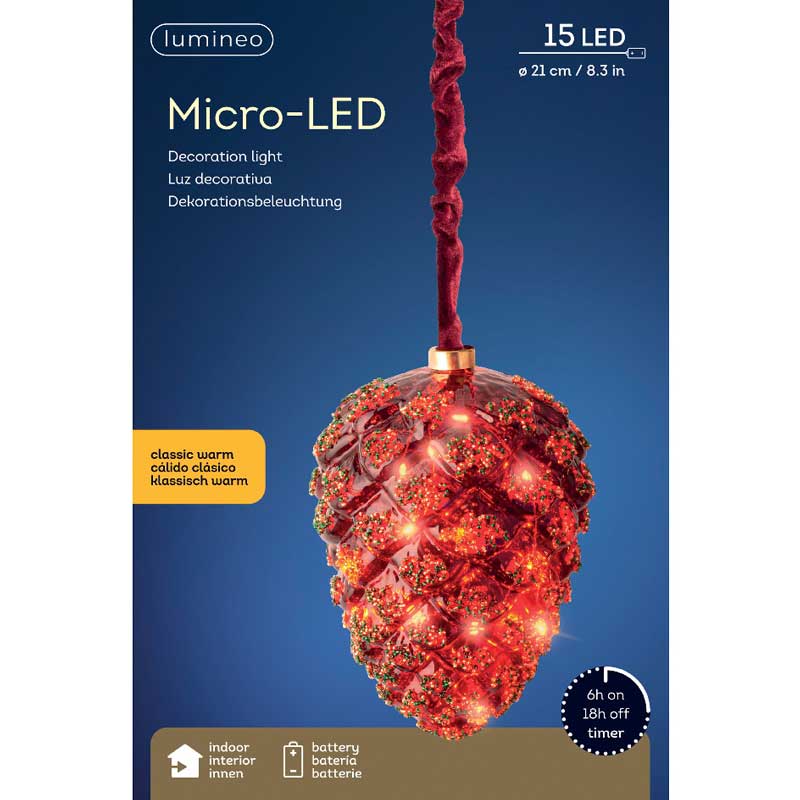 Lumineo Micro LED Hanging Red Pinecone image 0