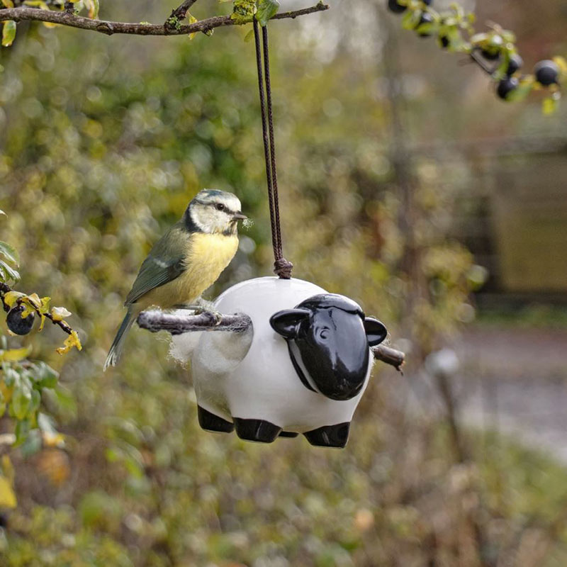 Wildlife World Hanging Ceramic Sheep with Wool image 0