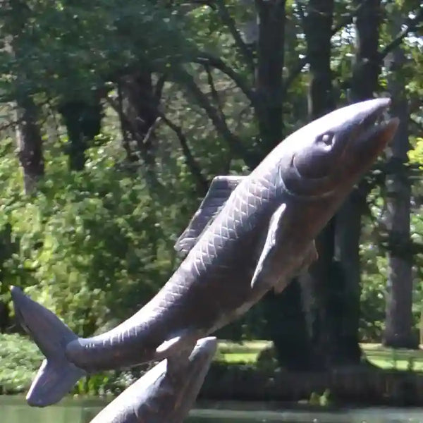 Home & Garden UK Leaping Salmon Garden Statue image 3
