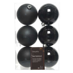 Decoris Shatterproof Baubles in Black (Pack of 6) image 0