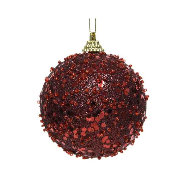 Decoris Foam Bauble with Glitter & Spangles in Oxblood image 0