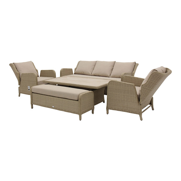 Bramblecrest Chedworth Sandstone Reclining 7-Seat Lounge Set with Height Adjustable Table image 9