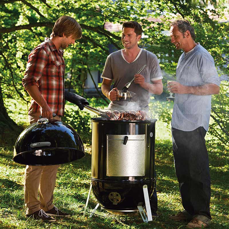Weber 57cm Smokey Mountain Cooker Smoker Black, 57cm + FREE Cover image 0