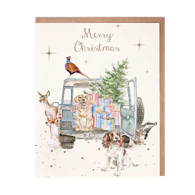 Wrendale Designs Notecard Pack - Driving Home For Christmas (Pack of 8) image 0