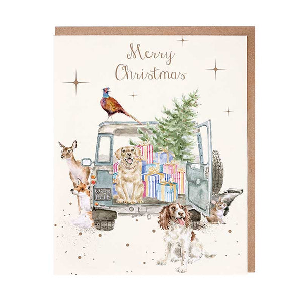 Wrendale Designs Notecard Pack - Driving Home For Christmas (Pack of 8) image 1