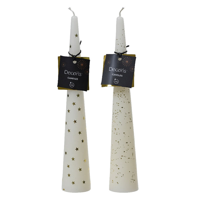 Decoris Unscented White Cone Candle (Assorted Designs) image 0