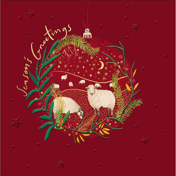 Woodmansterne Sheep In Bauble Christmas Card image 0