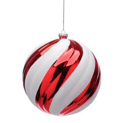 Festive XL Shatterproof Bauble with Red & White Stripes image 0