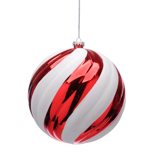 Festive XL Shatterproof Bauble with Red & White Stripes image 0