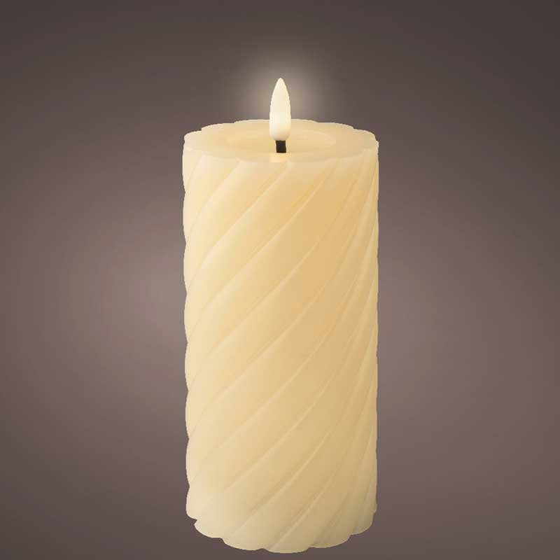 Lumineo Cream Wax LED Twisted Candle image 0