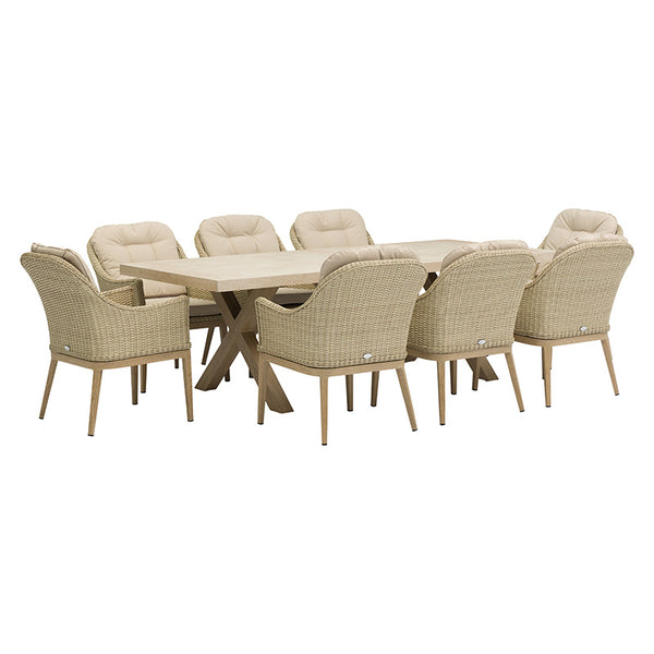 Bramblecrest Monterey Sandstone Rectangular Dining Set with 8 Deluxe Vogue Armchairs image 6