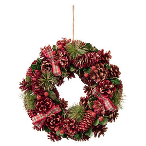 Festive Red Pinecone Wreath - 30cm image