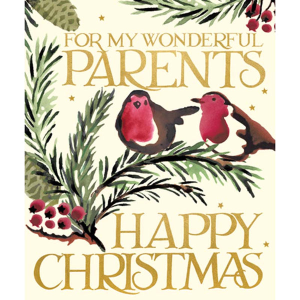 Woodmansterne Two Robins on a Branch Christmas Card image 0