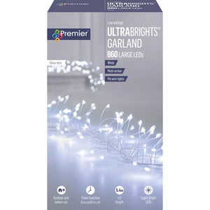 Premier 860 Multi-Action LED ULTRABRIGHTS GARLAND with Timer - White image 1