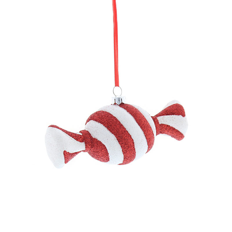 Festive Red & White Glitter Striped Sweet image 0