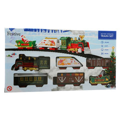Festive Christmas Train with Smoke, Lights &amp; Music (31 Pieces) image 0