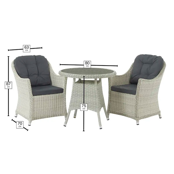 Bramblecrest Monterey Garden Bistro Set in Dove Grey Rattan image 6