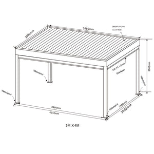 Supremo Belfort Grey Rectangular Pergola with Curtains & LEDs (4m x 3m) image 15
