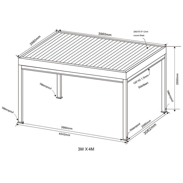 Supremo Belfort Grey Rectangular Pergola with Curtains & LEDs (4m x 3m) image 15