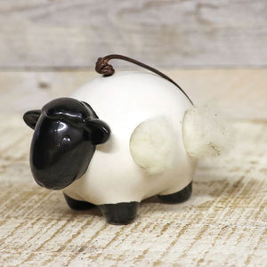 Wildlife World Hanging Ceramic Sheep with Wool image 3