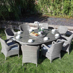 Supremo Verona 8 Seat Dining Set with Elliptical Table, Lazy Susan, 3.5m Parasol & Base image 6