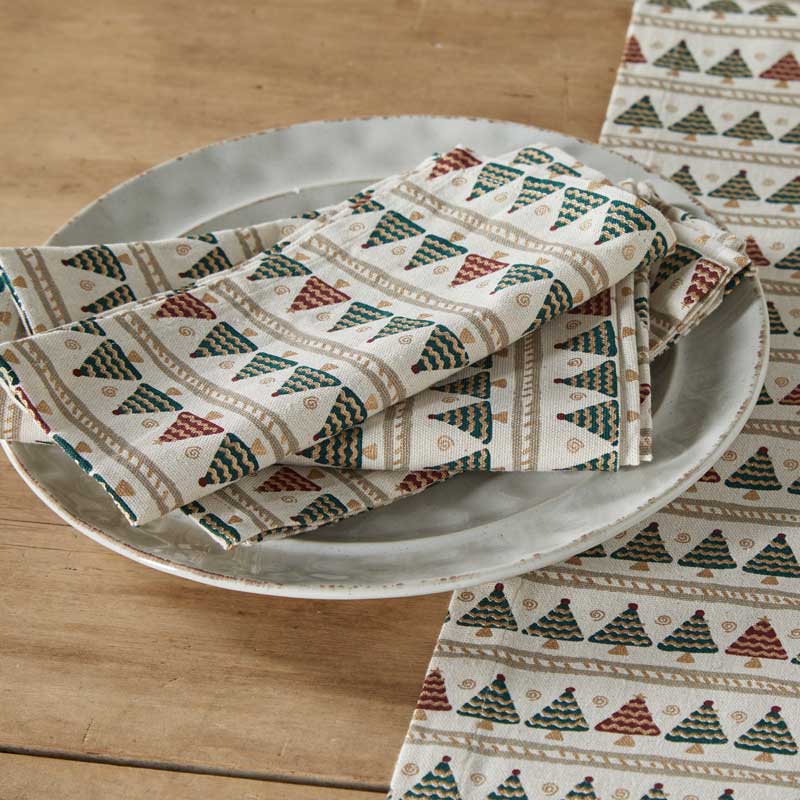 Walton & Co Christmas Tree Stripe Napkins (Pack of 4) image 0