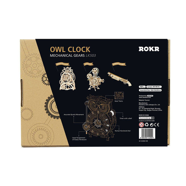 Robotime Owl Clock Mechanical Gears 3D Wooden Puzzle image 5