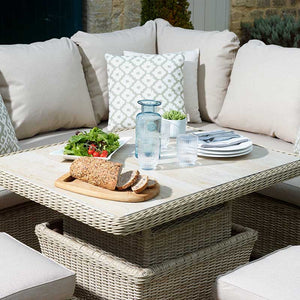 Bramblecrest Monterey Mini Corner Sofa Set in Sandstone Rattan with Dual Height Table image 2