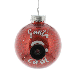 Festive Shatterproof Santa Cam Bauble in Red image 0