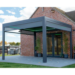 Supremo Belfort Grey Square Pergola with Curtains & LEDs (3m x 3m) image 6