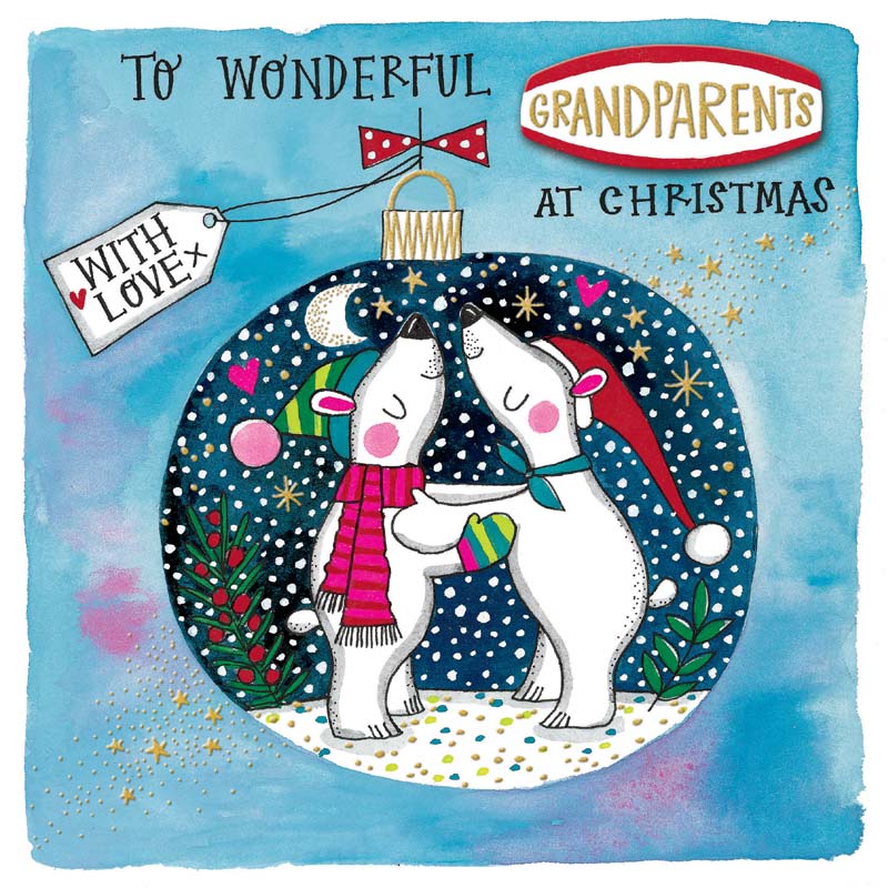 Rachel Ellen Grandparents with Polar Bears & Bauble Christmas Card image 0