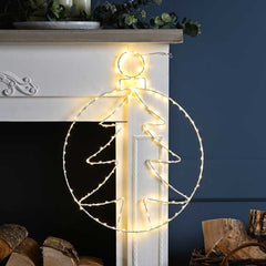 Festive Lit Hanging Tree Bauble Decoration image 0