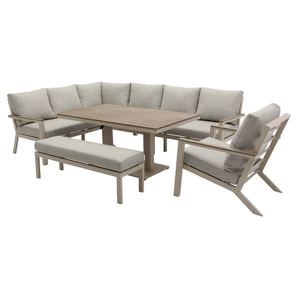 Bramblecrest Zurich L-Shape Sofa Set in Mocha with Rectangular Adjustable Table (Long Right) image 6