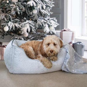 Zoon Square Faux Fur Silver Dog Bed image 2