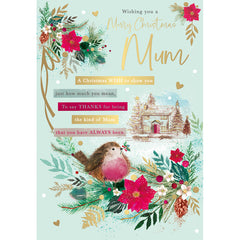 Words N Wishes Robin Sat Mum Christmas Card image 0