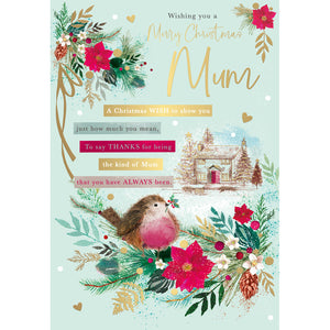 Words N Wishes Robin Sat Mum Christmas Card image 0